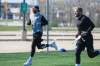 Matt Nichols (left) and Chris Streveler didn't have to be at training camp Friday, but were there anyway. (Mike Deal / Winnipeg Free Press)
