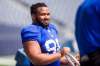 MIKAELA MACKENZIE / WINNIPEG FREE PRESS
Rookie defensive lineman Steven Richardson takes a break during practice on Thursday. His play is turning heads at training camp.