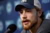 JOHN WOODS / THE CANADIAN PRESS FILES
Winnipeg Jets' goaltender Laurent Brossoit speaks to media at their closing press conference after losing in the first round of the NHL playoffs in Winnipeg on Monday, April 22, 2019.