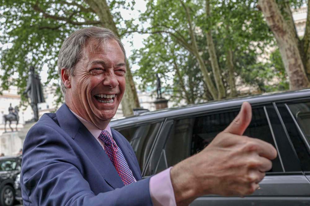 Vudi Xhymshiti / The Associated Press files
Brexit Party Leader Nigel Farage. In results announced Monday for all regions of the U.K. except Northern Ireland, the party won 29 of the 73 British EU seats up for grabs.