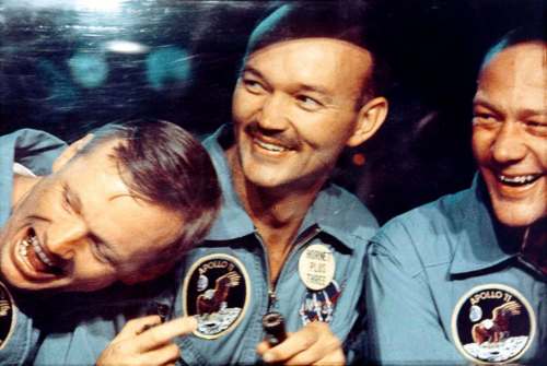 NASA
Neil Armstrong (from left), Michael Collins and Buzz Aldrin cursed fewer than 15 times during their moon-landing mission, compared to more than 230 for the Apollo 10 crew.