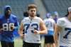 RUTH BONNEVILLE / WINNIPEG FREE PRESS
Winnipeg Rifles player Brandon Urciuoli practises with the Bombers on Thursday.