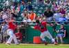 SASHA SEFTER / WINNIPEG FREE PRESS
Goldeyes second basemen Alex Perez and catcher Cody Young converge in an attempt to catch a foul ball during Tuesday’s game against the Sioux City Explorers at Shaw Park.