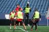 Daniel Crump / Winnipeg Free Press
Valour FC Jordan Murrell goes for a header during practice.