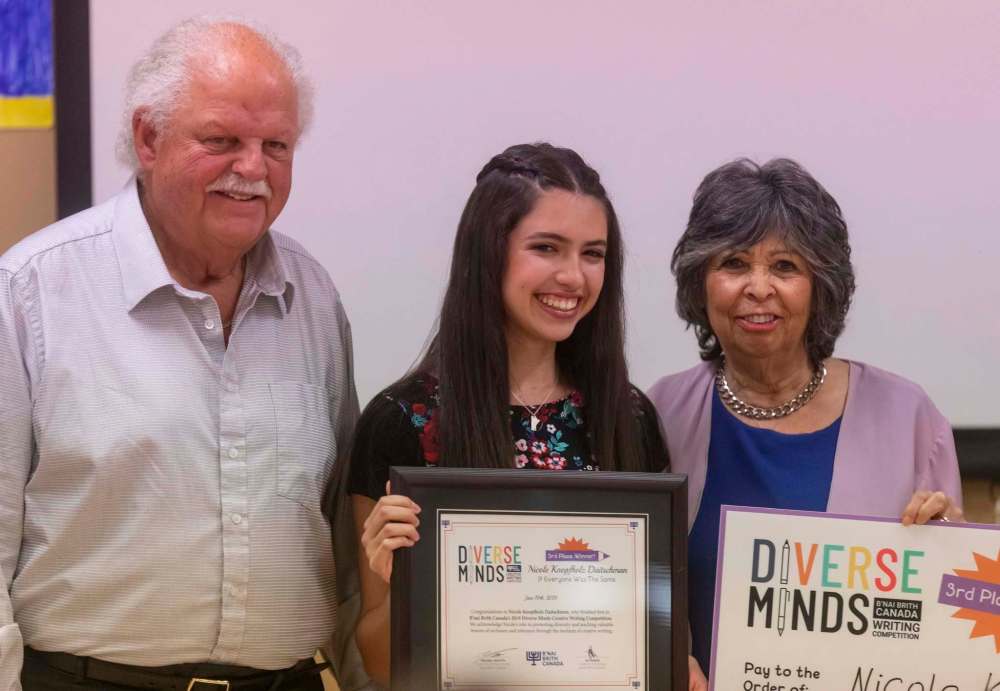 Gray Academy of Jewish Education student Nicole Knopfholz Daitschman (centre) won third prize for her book, If Everyone Was The Same.