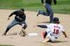 JOHN WOODS / WINNIPEG FREE PRESS
Winnipeg Goldeyes’ Kyle Martin (19) can’t beat the throw to Milwaukee Milkmen’s Steve Pascual (21) as he attempts to steal second.