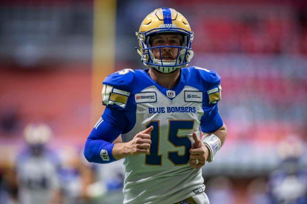 THE CANADIAN PRESS/Ben Nelms
Winnipeg Blue Bombers quarterback Matt Nichols threw for three-touchdowns with no interceptions in the Bombers season-opener against the B.C. Lions.