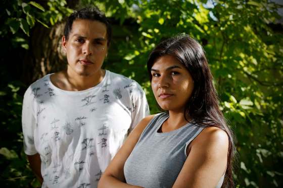 JOHN WOODS / WINNIPEG FREE PRESSMatthew Shorting, standing with Bethany Maytwayashing, believes he was fired from his job due to his posts about Grand Chief Arlen Dumas.