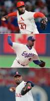 THe Associated Press FILES
Hall of Fame reliever Lee Smith as a St. Louis Cardinal (from top), a Montreal Expo and a California Angel.
