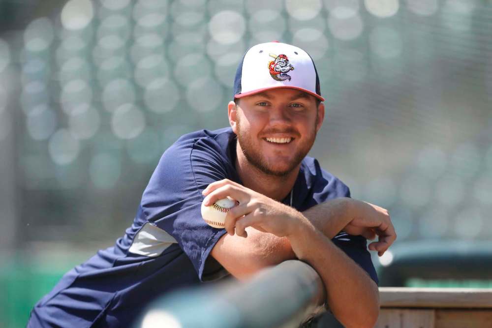 RUTH BONNEVILLE / WINNIPEG FREE PRESS
Not only is Joel Bender a Goldeyes pitcher, he’s also a successful competitive darts player in the United States.
