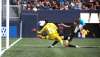 RUTH BONNEVILLE / WINNIPEG FREE PRESS
Valour FC&rsquo;s Tyler Attardo tries to get the ball into the goal past Cavalry FC goalkeeper Nikolas Giantsopoulos during Saturday&rsquo;s Canadian Premier League contest at IG Field.