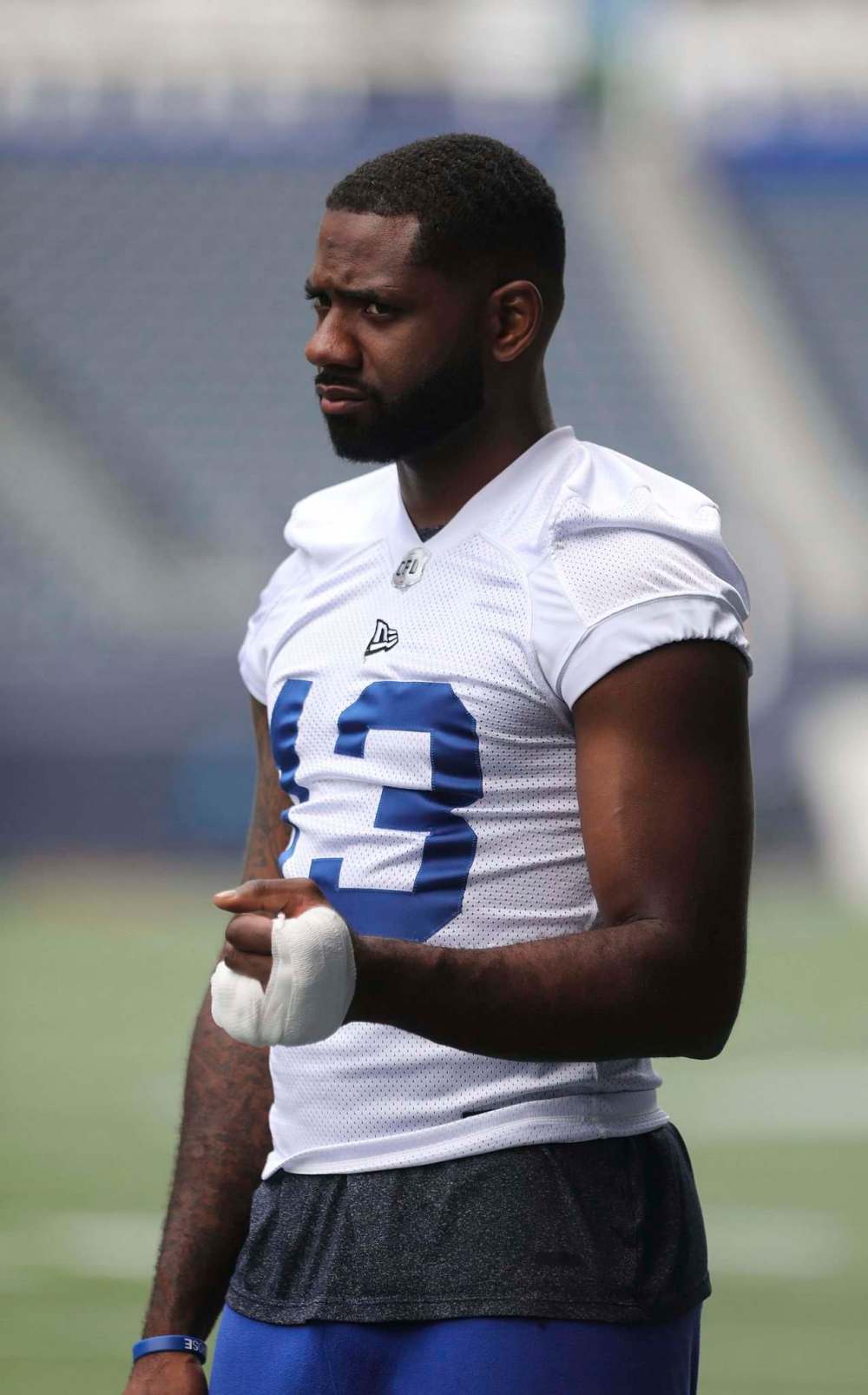 (Ruthe Bonneville / Winnipeg Free Press files) Chris Matthews watches his teammates practise from the sidelines after an injury in early July.