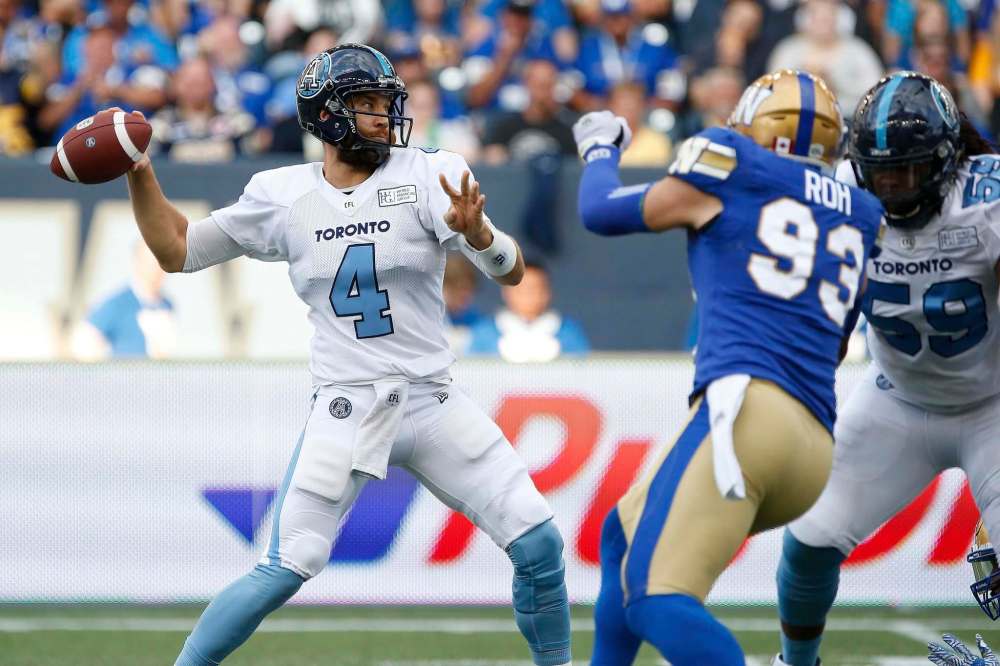 JOHN WOODS / THE CANADIAN PRESS FILES
Despite his team’s 0-6 start to the season, Argos QB McLeod Bethel-Thompson feels he’s leading a good team that needs to play to its potential.
