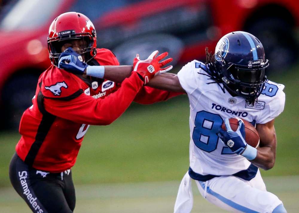 JEFF MCINTOSH / THE CANADIAN PRESS FILES
Toronto’s Derel Walker is third among the league’s receivers with 483 yards on 28 catches.
