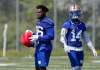 JOHN WOODS / WINNIPEG FREE PRESS
Winnipeg Blue Bombers' Mercy Maston (left) practices along side Marcus Sayles at the University of Manitoba in Winnipeg Sunday, August 4, 2019.