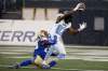 John Woods / The Canadian Press files
Blue Bombers defensive back Chandler Fenner (left, grabbing Toronto’s Derel Walker during Friday’s game) was spied wearing oven mitts at Monday’s practice.