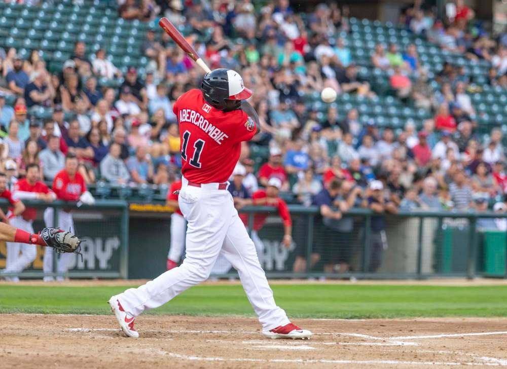 SASHA SEFTER / WINNIPEG FREE PRESS
Winnipeg Goldeyes outfielder Reggie Abercrombie had a good night at the plate, going 3 for 5 with two RBIs.
