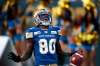 Bomber wide-receiver Janarion Grant celebrates a 75 yard kickoff return touchdown against the Calgary Stampeders. (Phil Hossack / Free Press files)