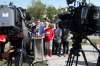 Dougald Lamont, leader of the Manitoba Liberal party, speaks outside the Concordia Hospital in Winnipeg Sunday. (John Woods / Winnipeg Free Press)