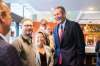 MIKAELA MACKENZIE / WINNIPEG FREE PRESSPC leader Brian Pallister chats with supporters before presenting his costed platform at Prairie's Edge restaurant in Kildonan Park Tuesday.