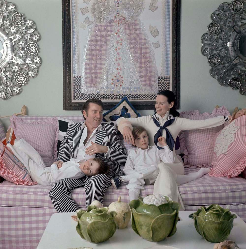 Vanderbilt with her family: husband Wyatt Cooper, sons Anderson (on Wyatt’s lap) and Carter in her New York City apartment in the 1970s. (Jack Robinson / Conde Nast Publications)