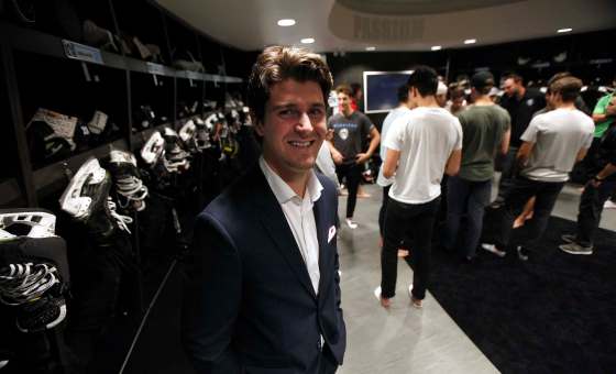 PHIL HOSSACK / WINNIPEG FREE PRESSWinnipeg Jets' Mark Scheifele dropped by the ICE dressing room with a rack of suits for the WHL team's players, Wednesday.
