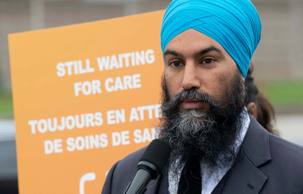 Adrian Wyld / The Canadian Press
NDP leader Jagmeet Singh speaks during a campaign stop in Brampton, Ont.