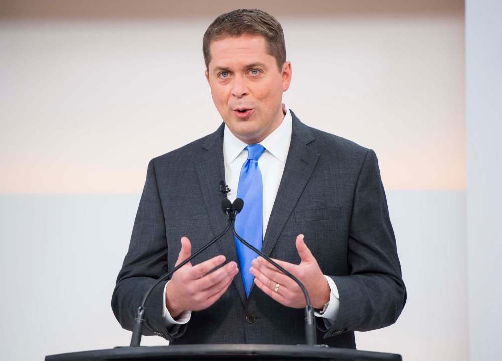THE CANADIAN PRESS/Frank Gunn
Conservative Leader Andrew Scheer speaks during the National Leaders Debate in Toronto on Thursday.
