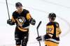 (AP Photo/Keith Srakocic)
Brandon Tanev, left, celebrates with Sidney Crosby after scoring against the Detroit Red Wings during an NHL preseason game.