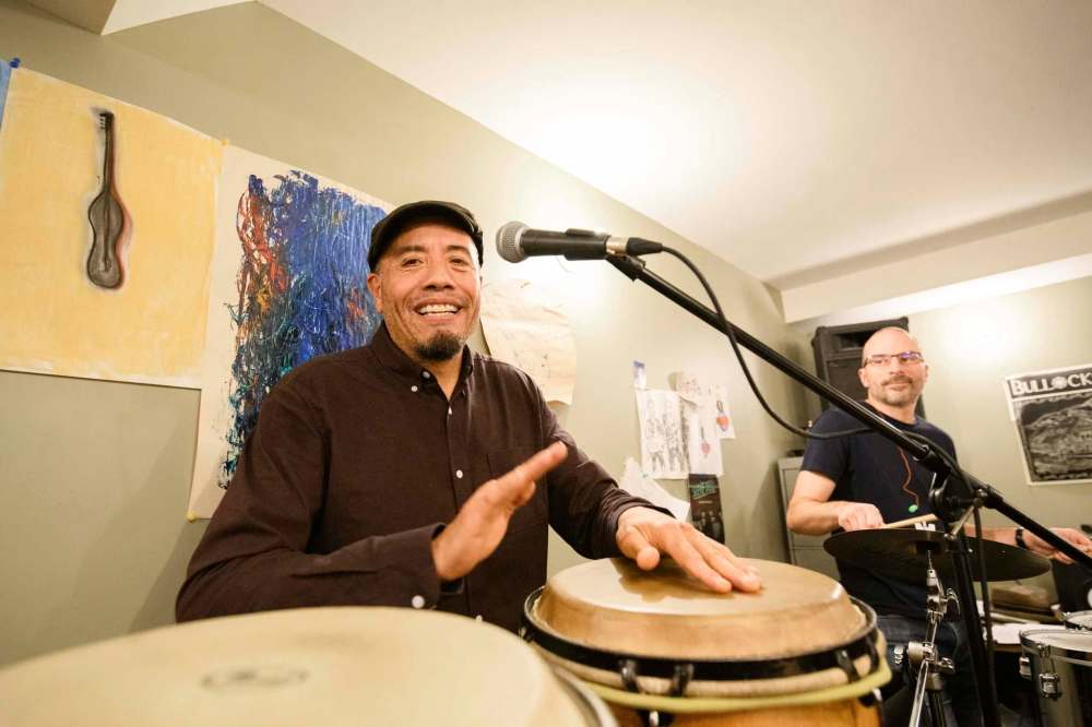 Mike Sudoma / Winnipeg Free Press
Papa Mambo leader and conga player Rodrigo Muñoz.