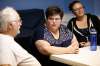 NDP candidate Billie Cross (centre) ran for the provincial seat of Lagimodière last month and is now looking to win over voters in Saint Boniface-Saint Vital on Oct. 21. (John Woods / Winnipeg Free Press)