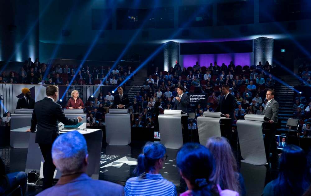 THE CANADIAN PRESS/Chris Wattie
Federal party leaders take part in the French language debate in Gatineau, Que. on Thursday.