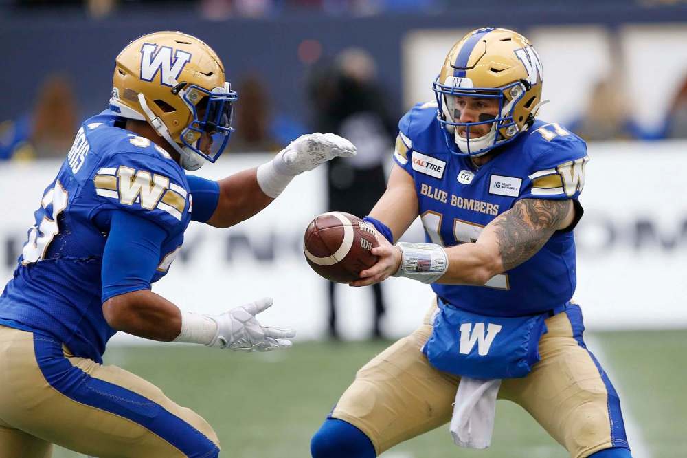 Andrew Harris had a career-high 166-yard rushing output against the Montreal Alouettes in Friday's 35-24 Winnipeg victory. (John Woods / Canadian Press files)