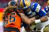 THE CANADIAN PRESS/Ben Nelms
Winnipeg Blue Bombers running back Andrew Harris is the centrepiece of the Bombers running game, the most productive in the CFL this season averaging 149 rushing yards per game.
