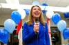 “I’m so honoured that the people of Kildonan-St. Paul put their trust in me, and we worked hard, and we earned it,” Raquel Dancho told her cheering supporters. (Daniel Crump / Winnipeg Free Press)