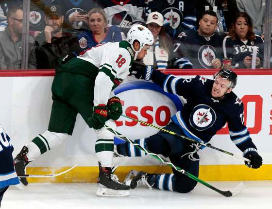PHIL HOSSACK / WINNIPEG FREE PRESS FILESWinnipeg Jets' Mark Letestu, right, played the first seven games of the season before being diagnosed with myocarditis, a swelling of the heart caused by a virus.