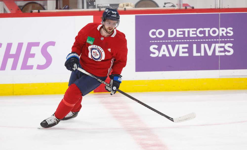 MIKE DEAL / WINNIPEG FREE PRESS
Winnipeg Jets' Josh Morrissey during practice at Bell MTS Place Monday. The young defenceman has made some uncharacteristic mistakes recently that are difficult to ignore.