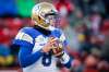 THE CANADIAN PRESS/Jeff McIntosh
Winnipeg Blue Bombers quarterback Zach Collaros started the season as the number one pivot on the Saskatchewan Roughriders.