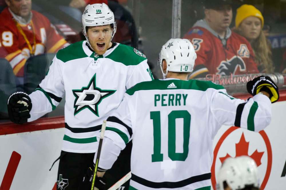 THE CANADIAN PRESS/Jeff McIntosh
Joe Pavelski, left, and teammate Corey Perry both signed with the Dallas Stars in the off-season as free agents.