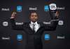 THE CANADIAN PRESS/Nathan Denette
Hamilton Tiger-Cats receiver Brandon Banks with the trophy for the most outstanding player award at the CFL Awards during the CFL's Grey Cup week in Calgary, Thursday.