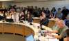 IAN FROESE / THE CARILLON
Trustee Rick Peters (bottom right) speaks inside a packed house at a recent Hanover School Board meeting.