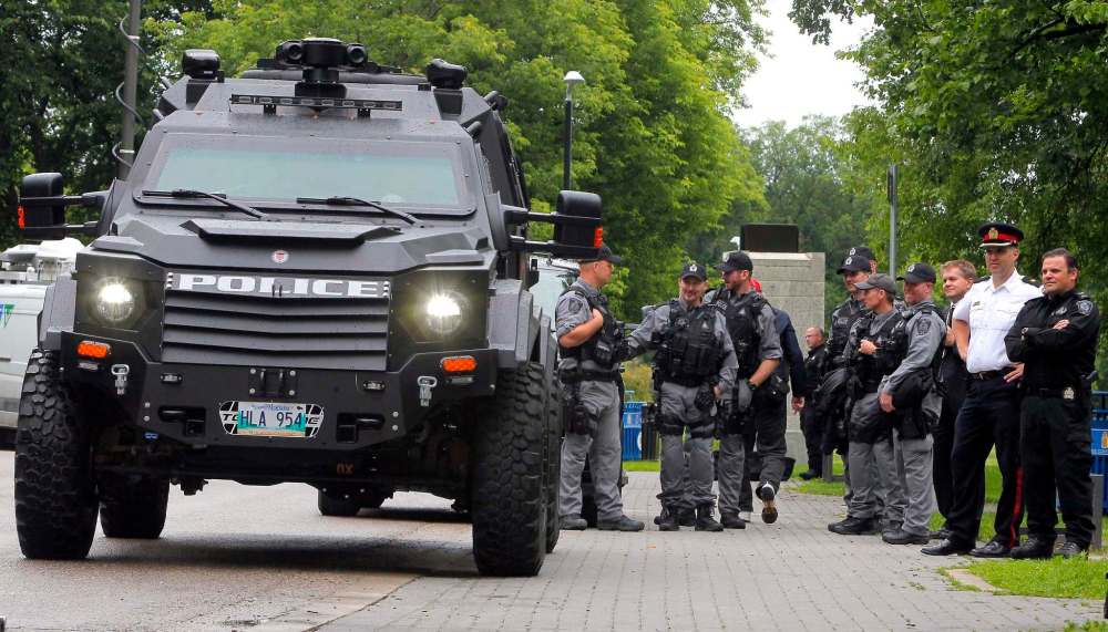 BORIS MINKEVICH / WINNIPEG FREE PRESS Winnipeg police unveil the new Gurkha armoured vehicle purchased by the Winnipeg Police Service at a press event in Assiniboine Park. June 22, 2016.