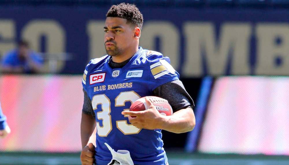 BORIS MINKEVICH / WINNIPEG FREE PRESS
Andrew Harris is seen during Winnipeg Blue Bombers practice at Investors Group Field on Thursday.