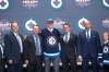 Nathan Denette / The Canadian Press
Second-overall pick Patrik Laine with Jets brass Friday night in Buffalo. From left: GM Kevin Cheveldayoff, director of amateur scouting Mark Hillier, Laine, co-owner Mark Chipman, head of eastern European scouting Evgeny Bogdanovich.