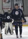 JOE BRYKSA / WINNIPEG FREE PRESS
Size-large Jets blue-line prospect Logan Stanley on the ice Monday.