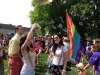 RUTH BONNEVILLE / WINNIPEG FREE PRESS
Participants in Steinbach's first Pride Parade celebrate the day with bubbles.