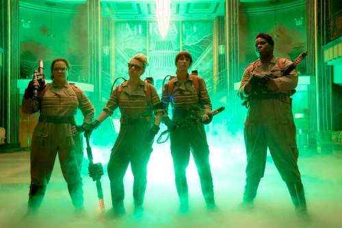 Hopper Stone / Columbia Pictures
From left, Melissa McCarthy, Kate McKinnon, Kristen Wiig and Leslie Jones in Ghostbusters.