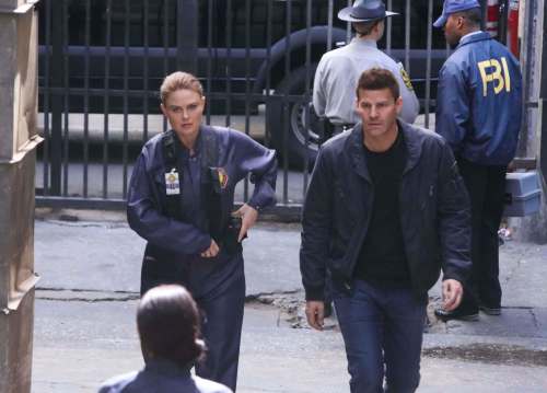 PATRICK MCELHENNEY / FOX
Emily Deschanel and David Boreanaz in a scene from the season finale of Bones.