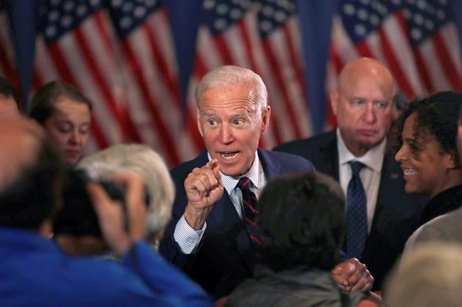 Democratic presidential candidate and former Vice President Joe Biden speaks to people at a campaign event, Wednesday, Oct. 9, 2019, in Rochester, N.H. (AP Photo/Elise Amendola)