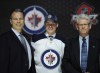 Bill Kostroun / The Associated Press
Joshua Morrissey, 13th pick overall in the 2013 NHL draft, stands between Winnipeg Jets GM  Kevin Cheveldayoff (left), and Marcel Comeau, director of amateur scouting.